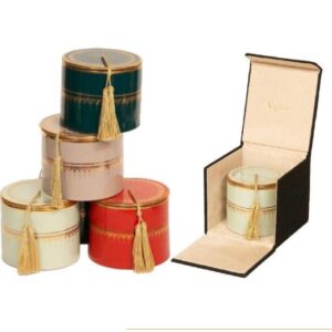 coffret bougie tarbouch cuir artisanal maroc