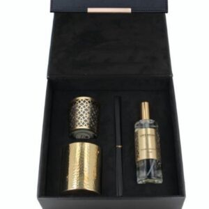 coffret bougies cuivre maillechort parfum ambiance cuir artisanal maroc 1