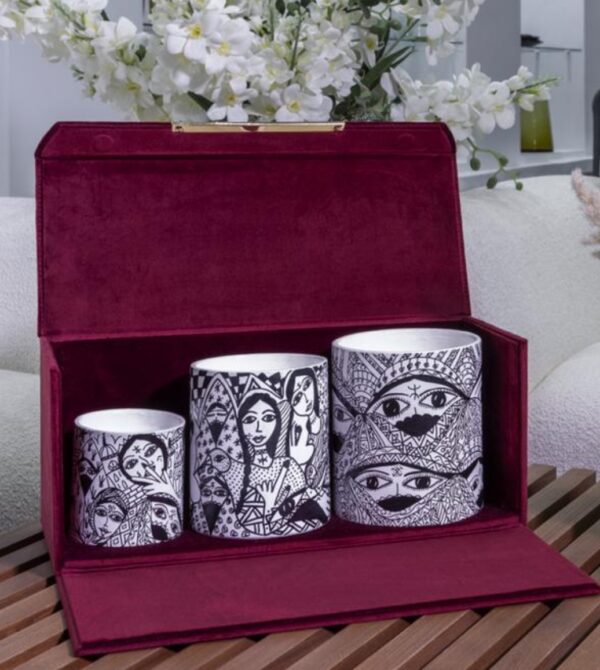 coffret trois bougies poteries amazigh artisanal maroc