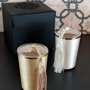 coffret bougie artisanale sabra or et argent maroc